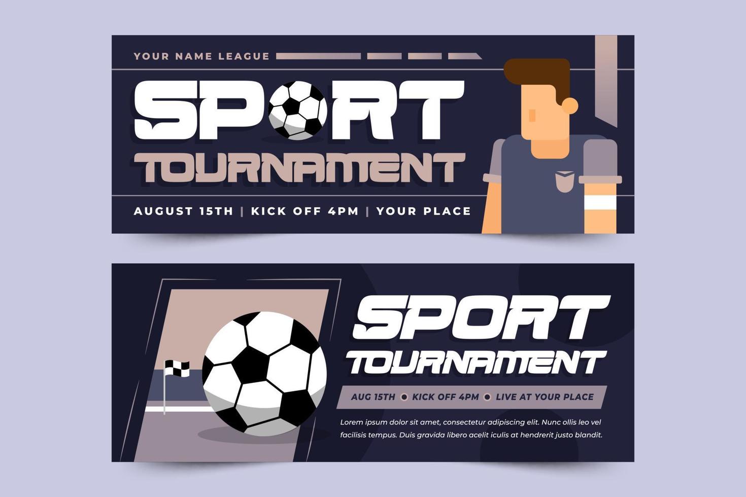 Football tournament, sport event banner design template easy to customize vector