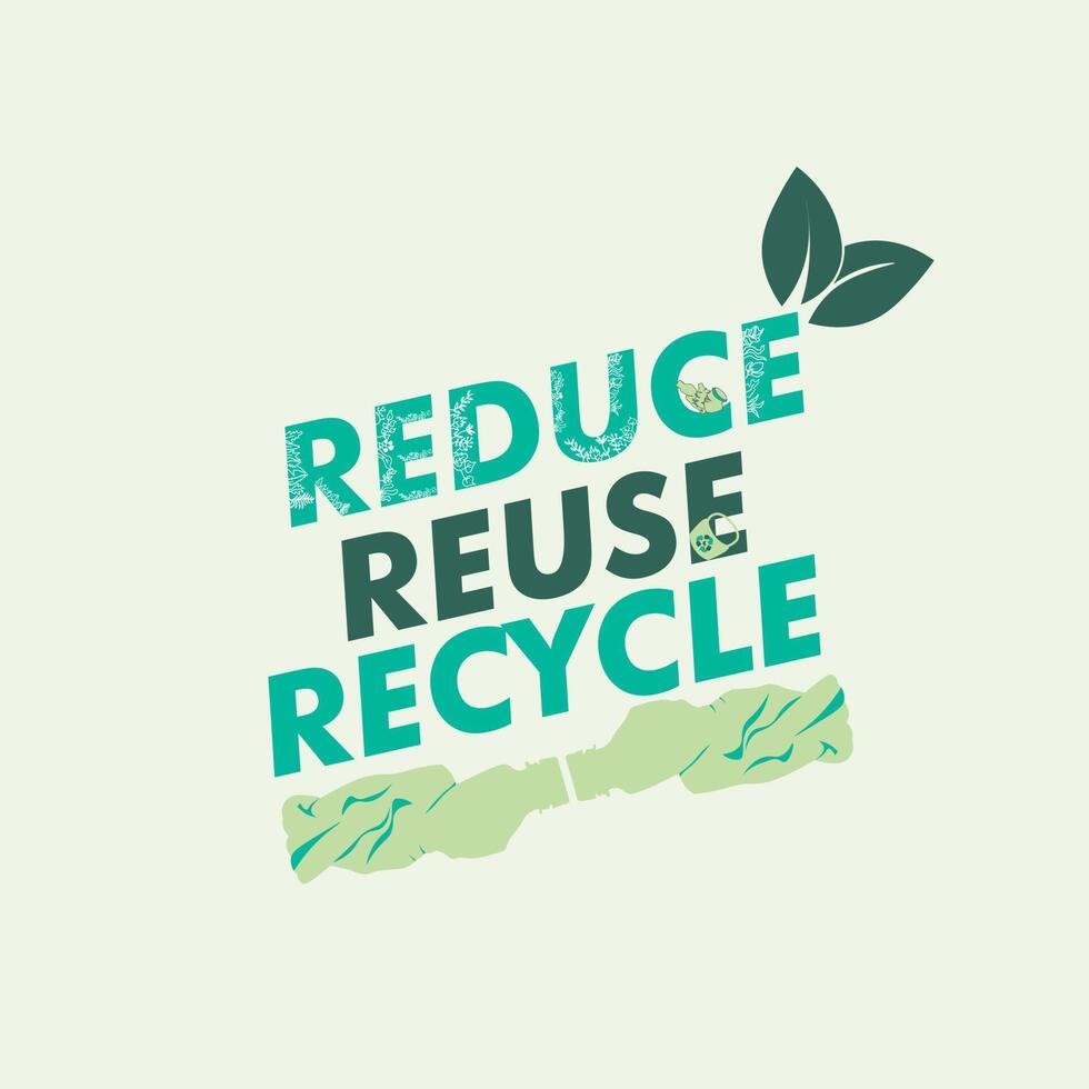 Go green reduce reuse recycle design tagline 16313751 Vector Art at