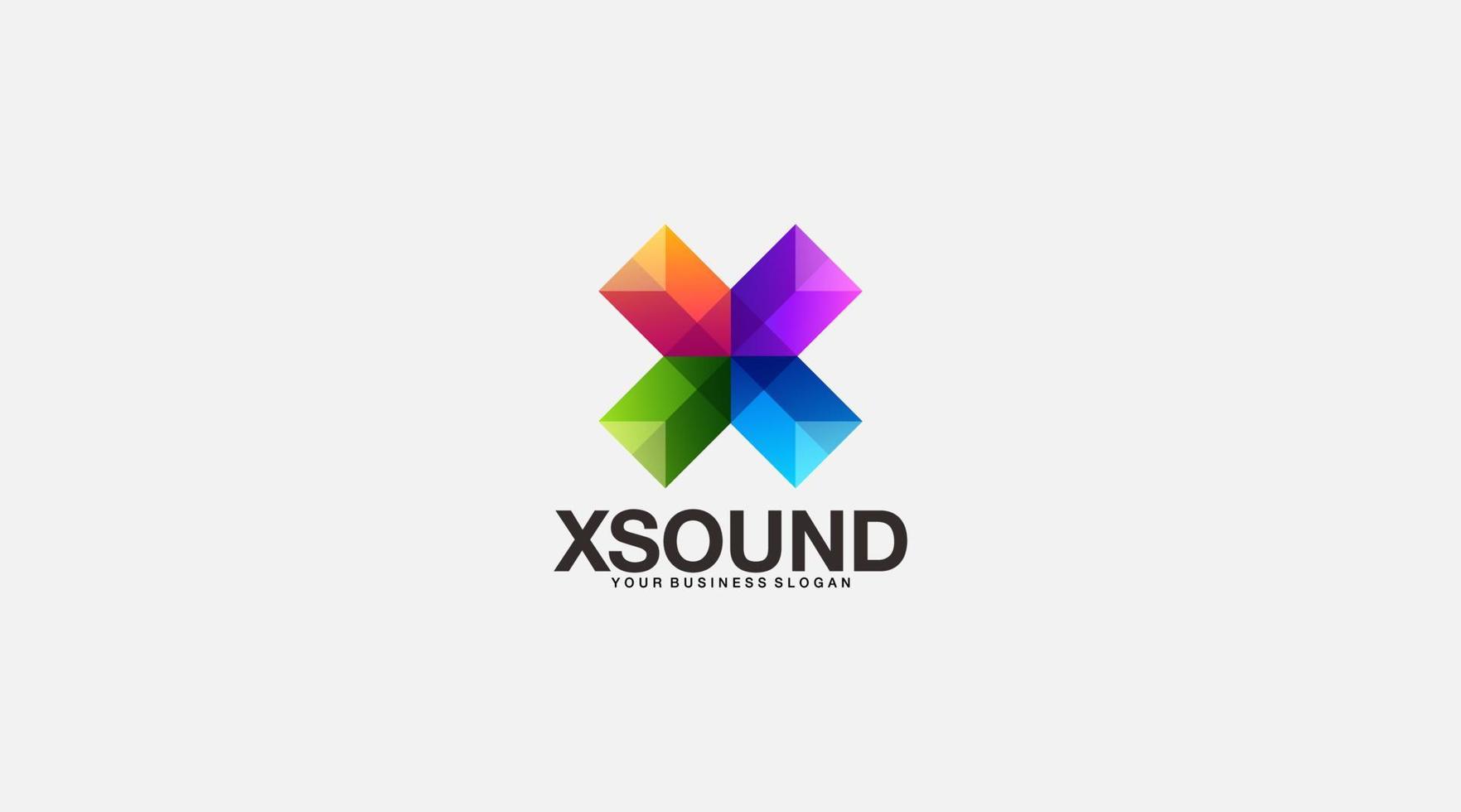 Gradient x sound vector logo design illustration