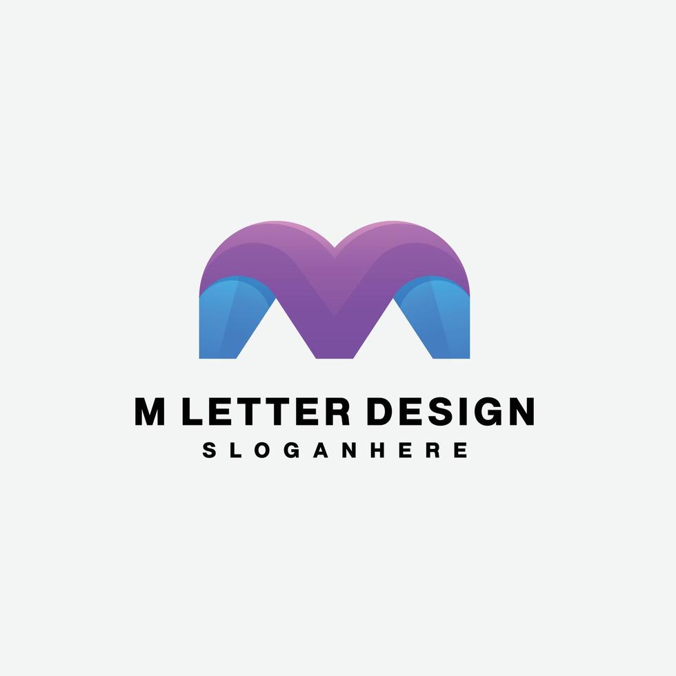 letter m design logo gradient colorful vector