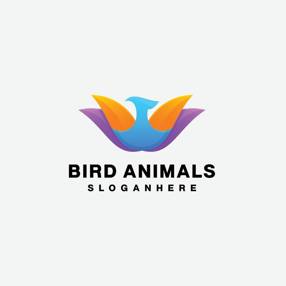 ave animal logotipo diseño degradado colorido vector