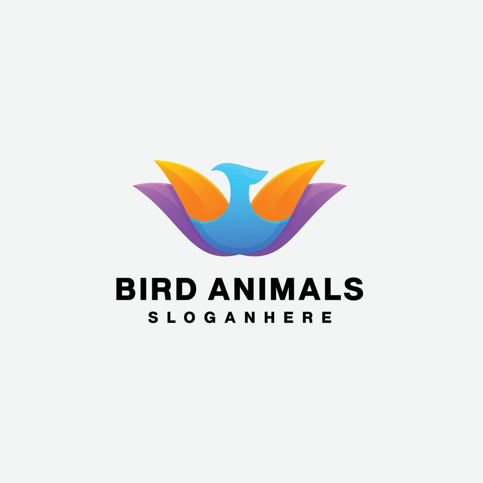 bird animal logo design gradient colorful vector