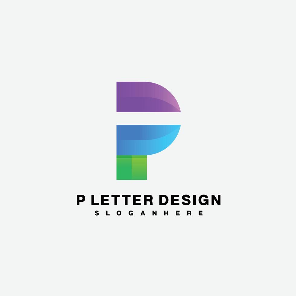 initial p logo gradient color illustration vector