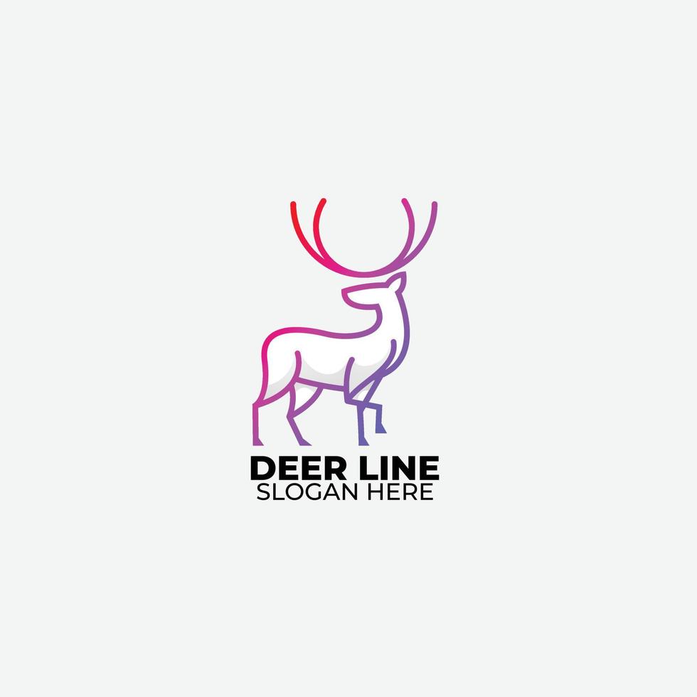deer line logo design gradient colorful vector