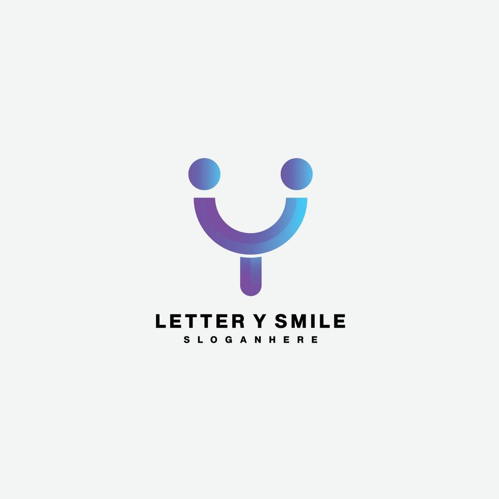 letter y smile logo design icon colorful vector