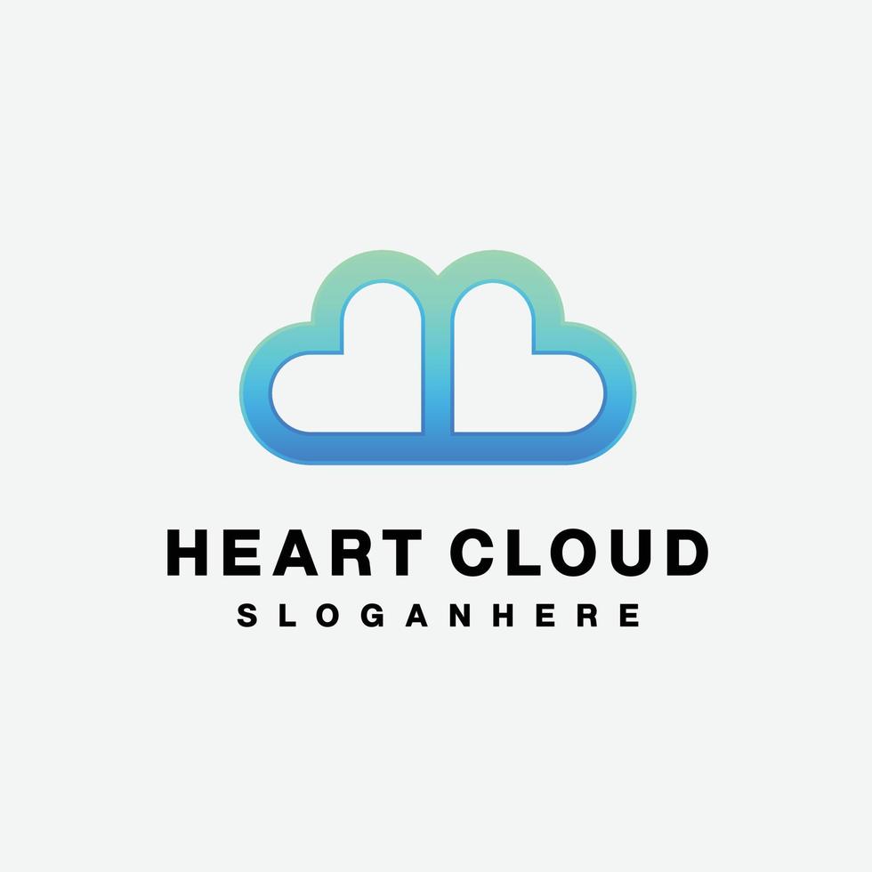 heart cloud design logo gradient colorful vector