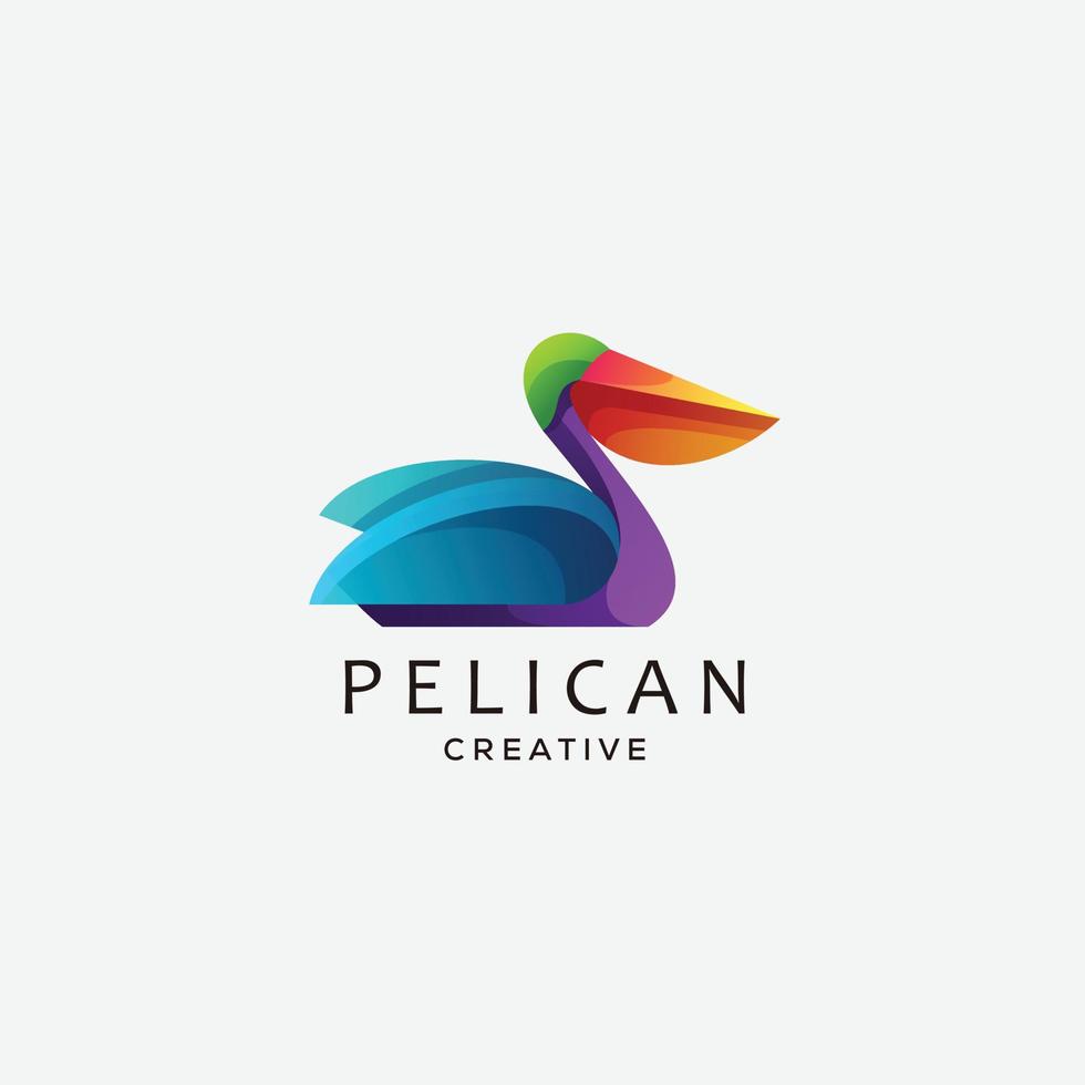 pelícano logo diseño degradado colorido vector