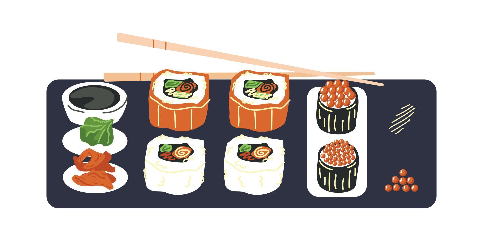 A set of rolls from Japan vector