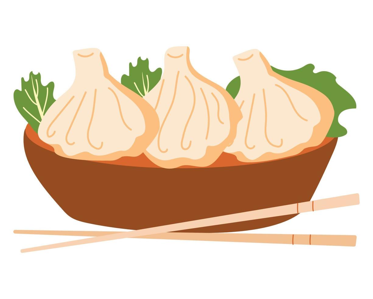 Wontons Chinese dumplings vector