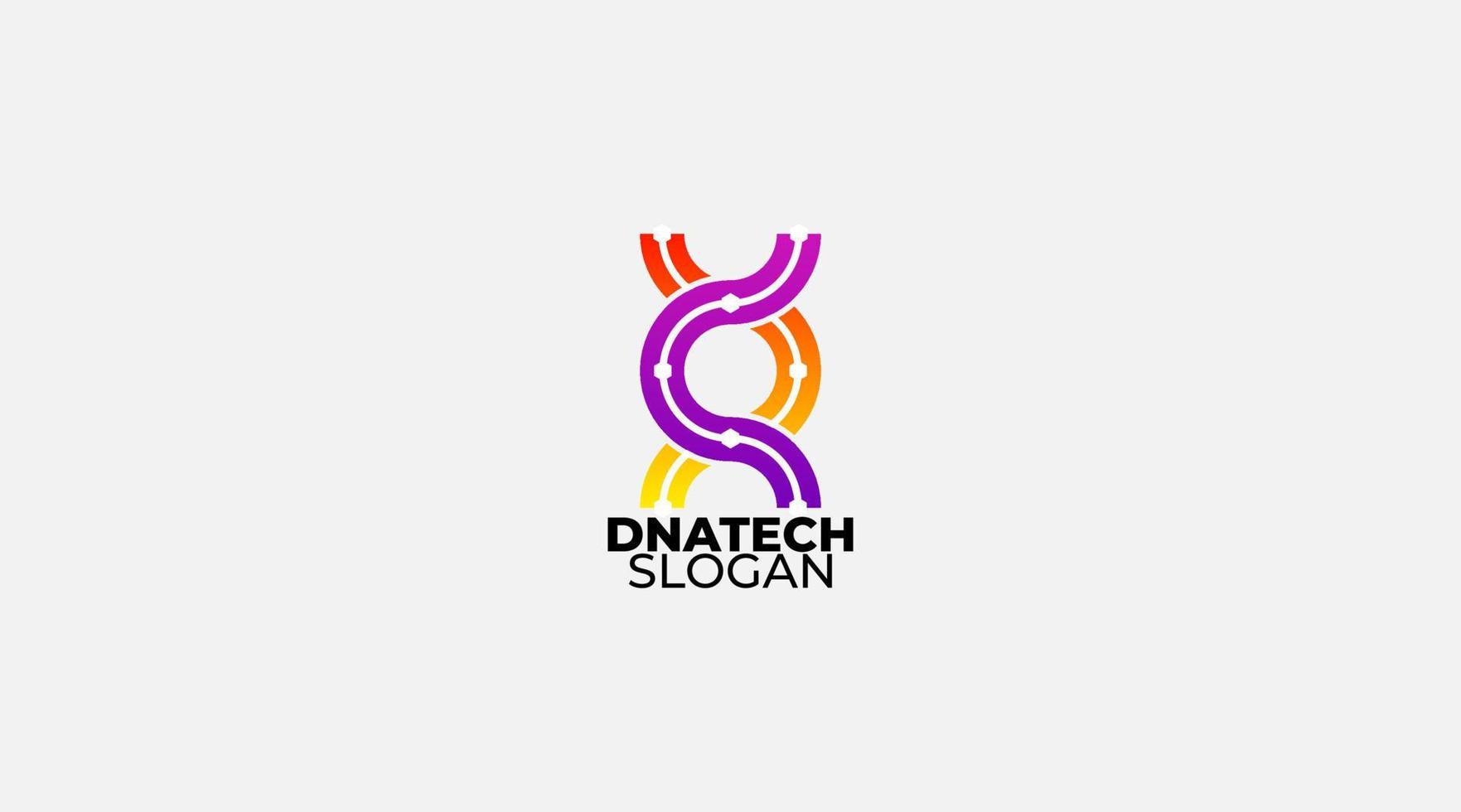 Gradient dna tech logo design vector template