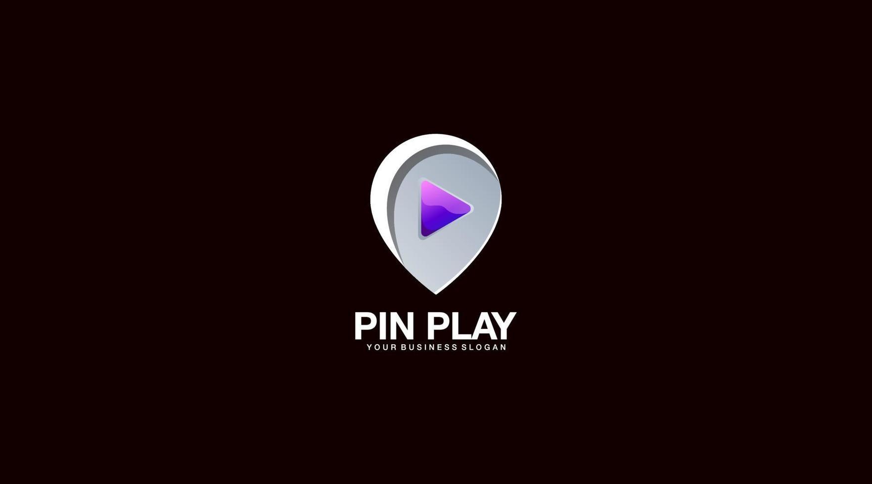 Pin play vector logo design illustration icon