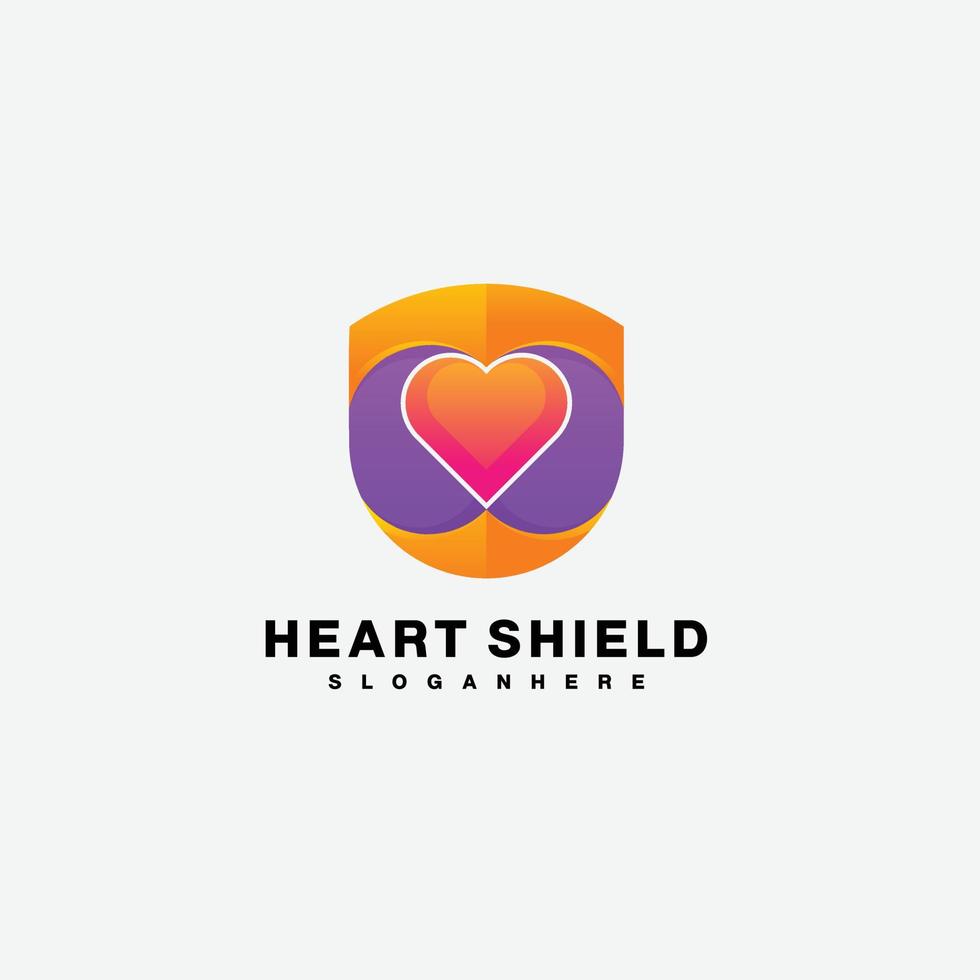 heart shield logo design icon colorful vector