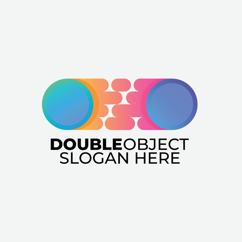 Gradient double object vector logo design illustration
