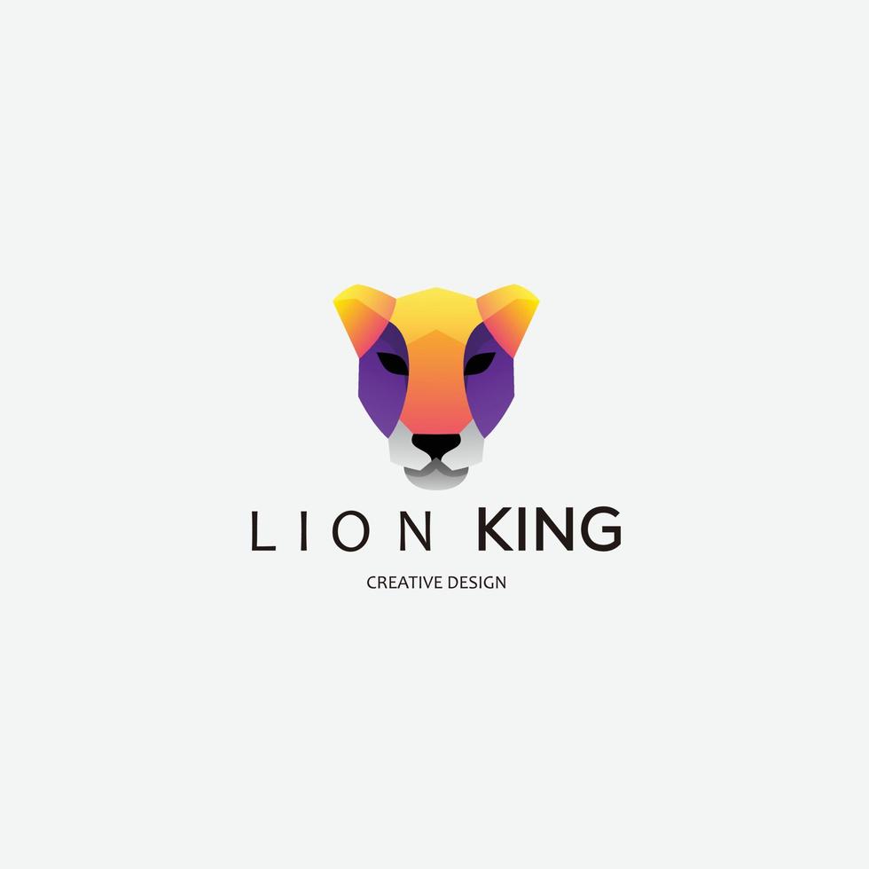 lion head logo design illustration color vector