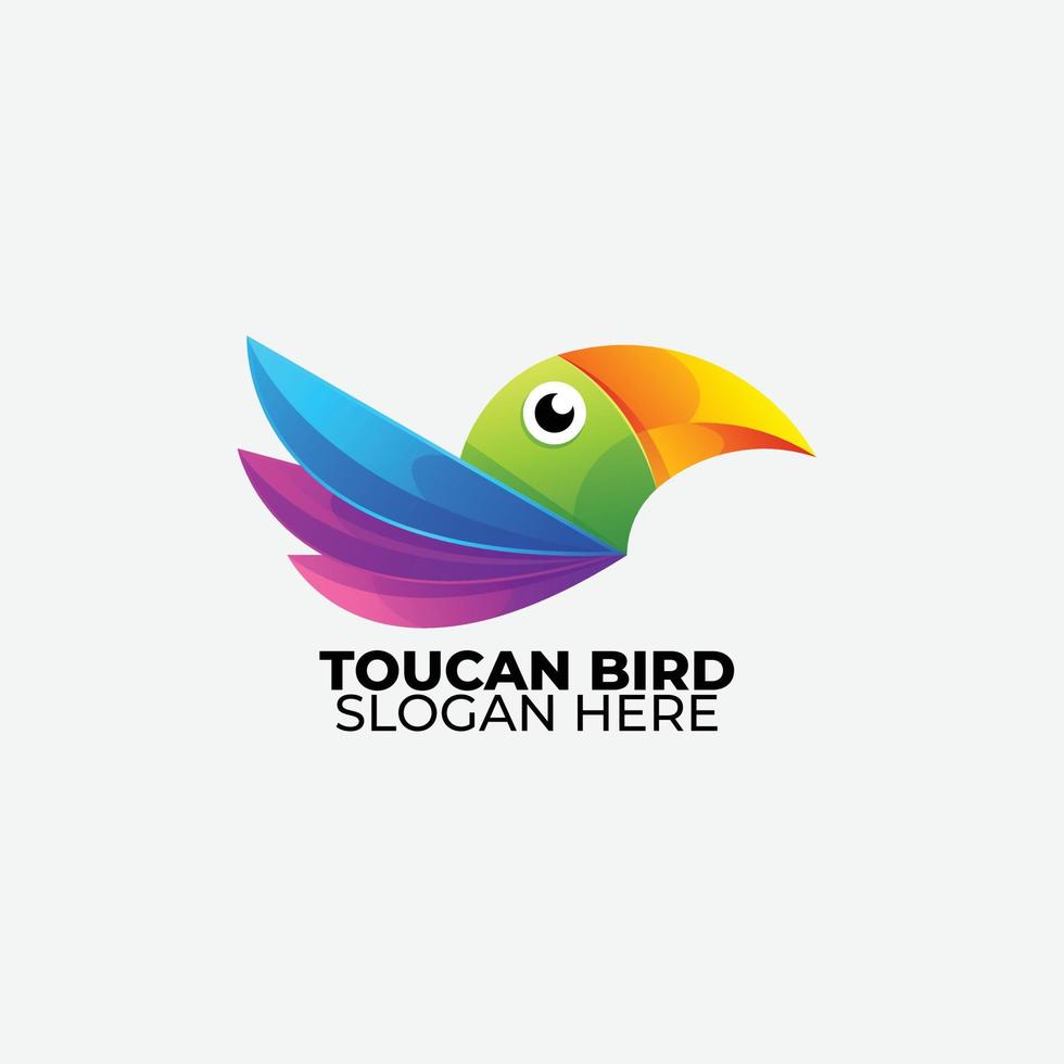 ilustración de diseño de logotipo de tucán colorido vector