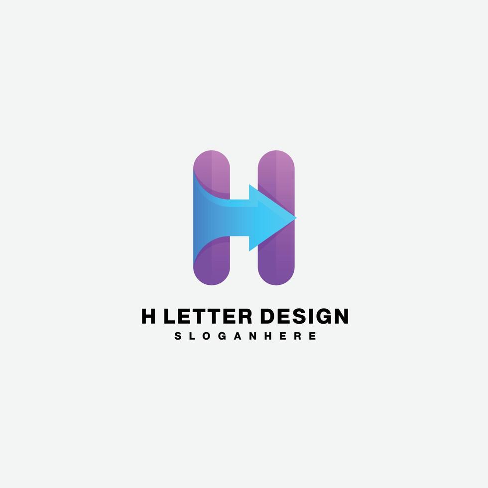 initial h symbol design gradient color vector