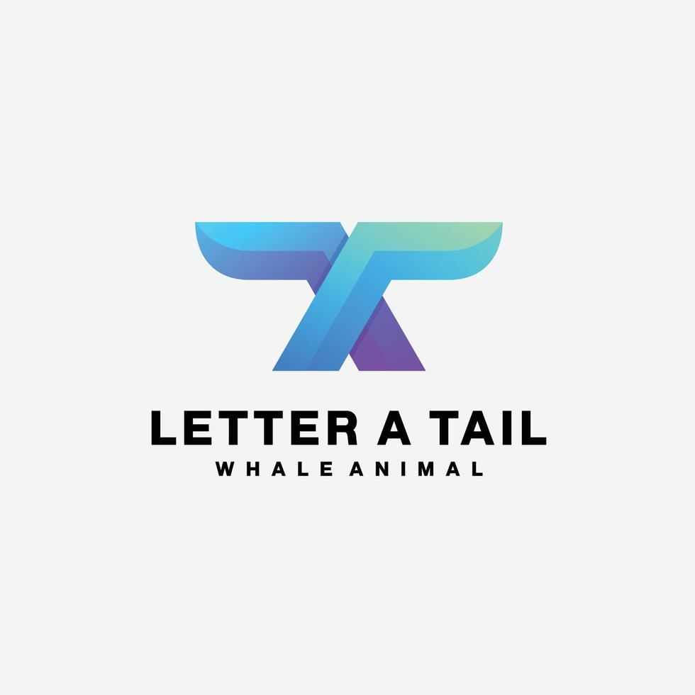 letter a tail design logo gradient color vector