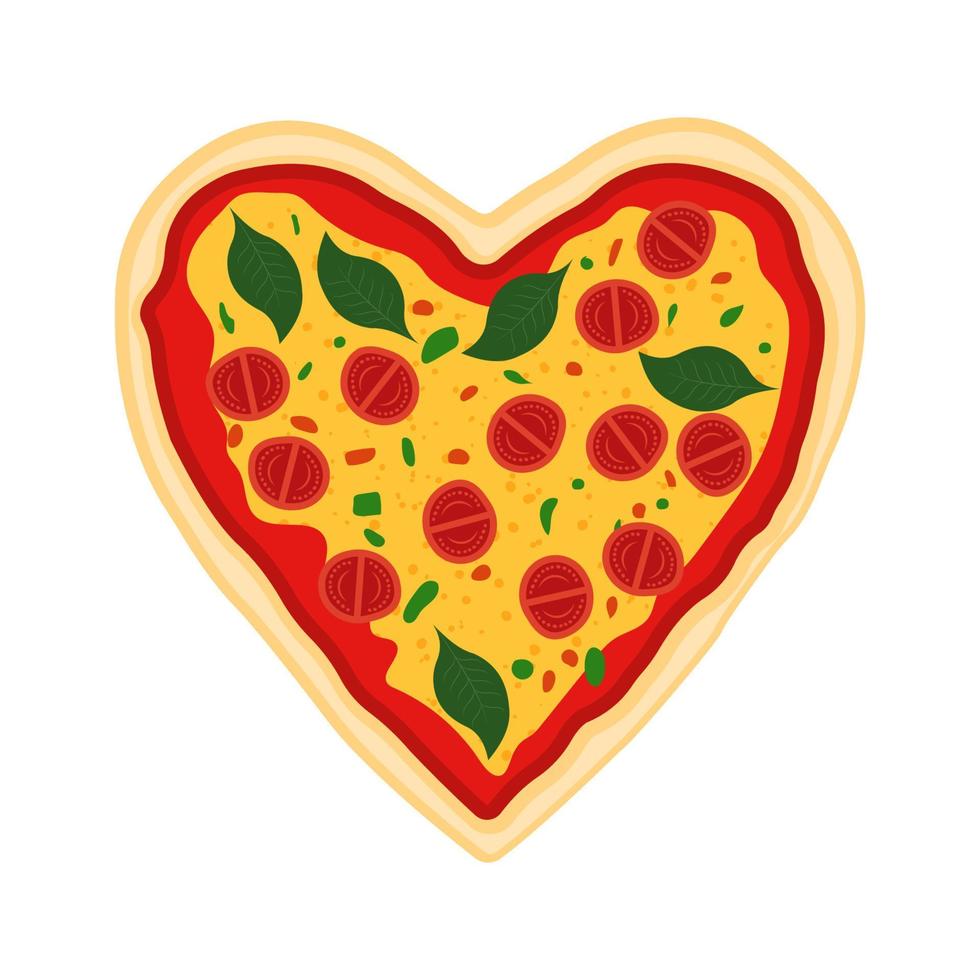 Vector heart-shaped pizza