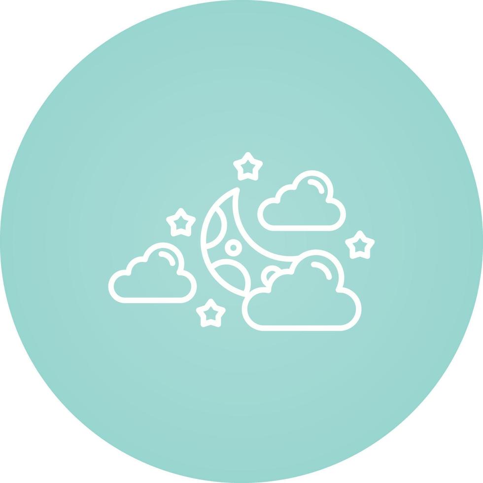 Starry Night Line Vector Icon