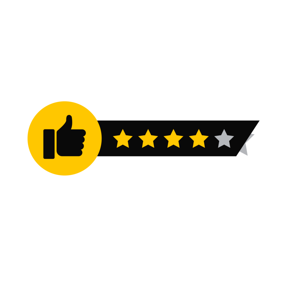 Four stars rating png with transparent background