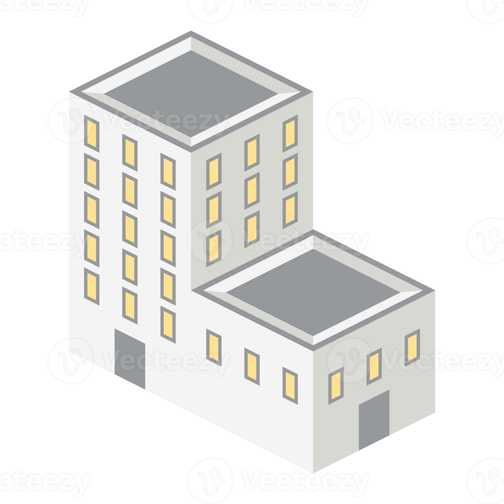 isometric adjoining high-rise building 3d universal scenary collection set png