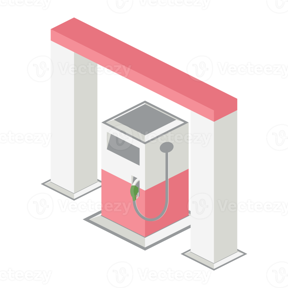 isometrische benzine vulling station 3d universeel landschap verzameling reeks png