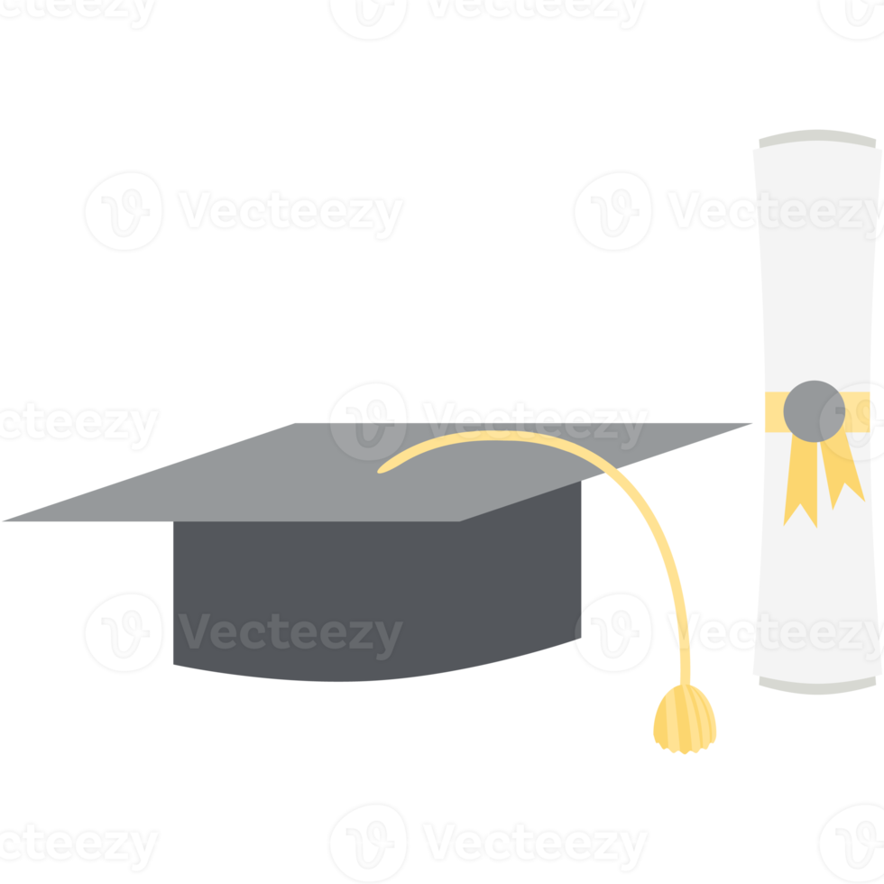 graduation hat with diploma certificate roll png