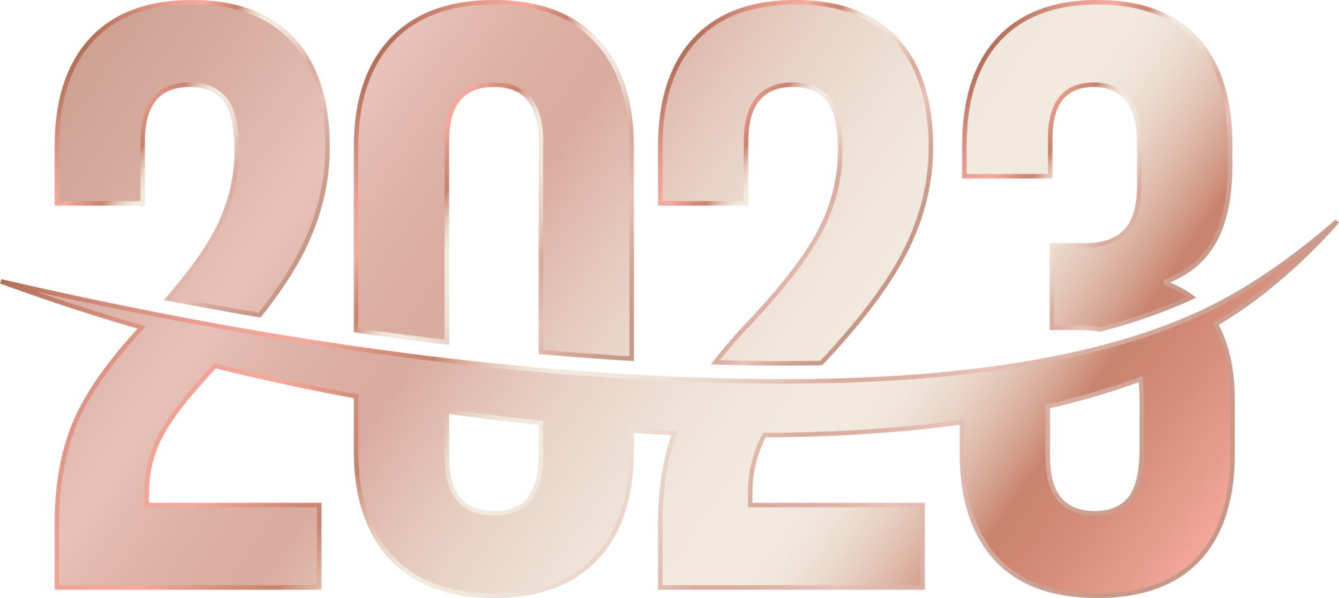 Luxury gold gradient 2023 new year text png