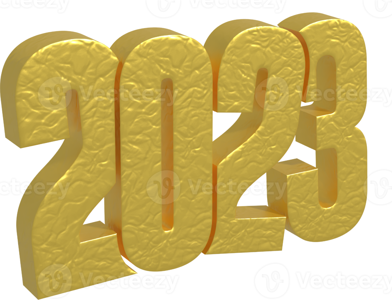 2023 3D rendering gold text png