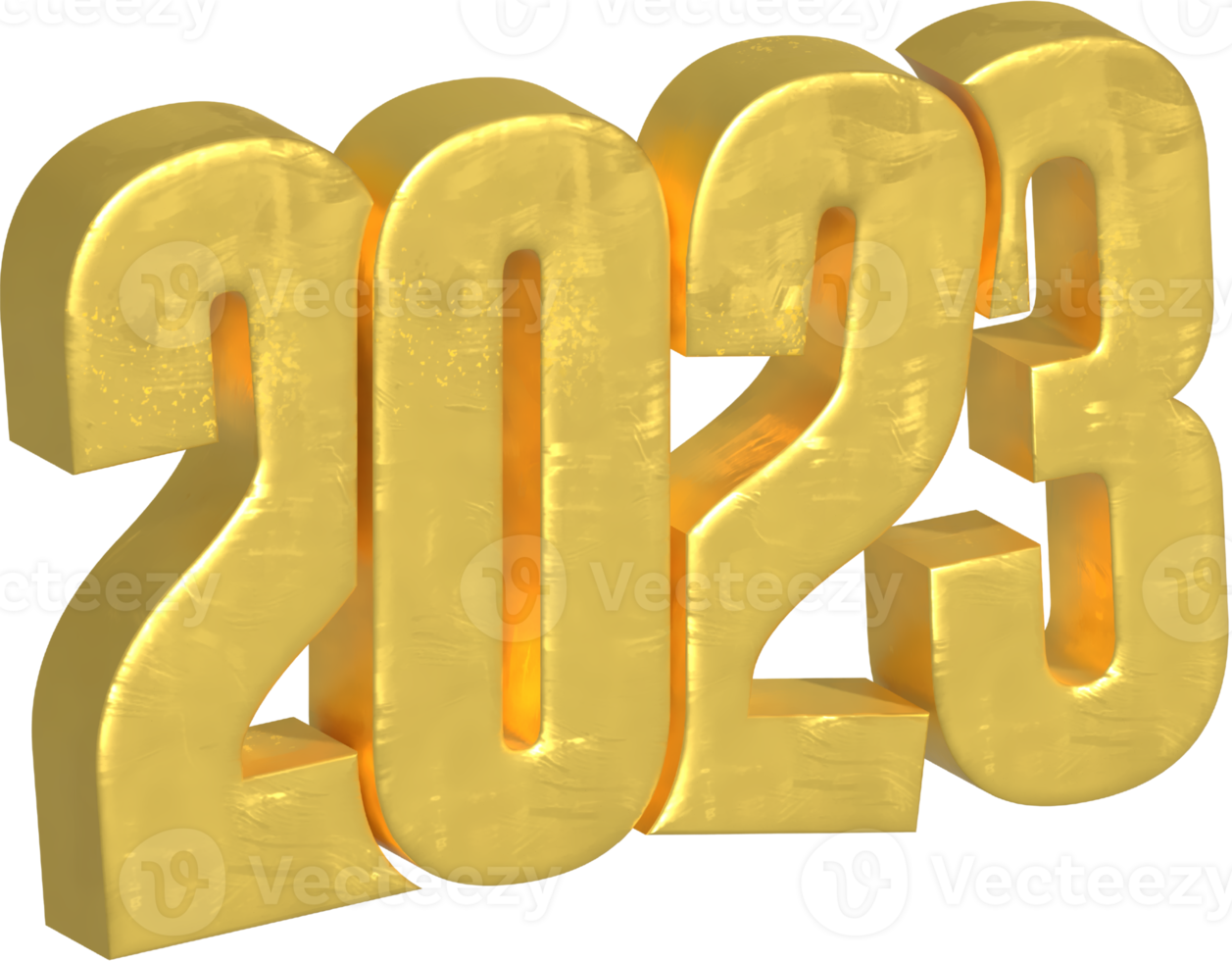 2023 3D rendering gold text png