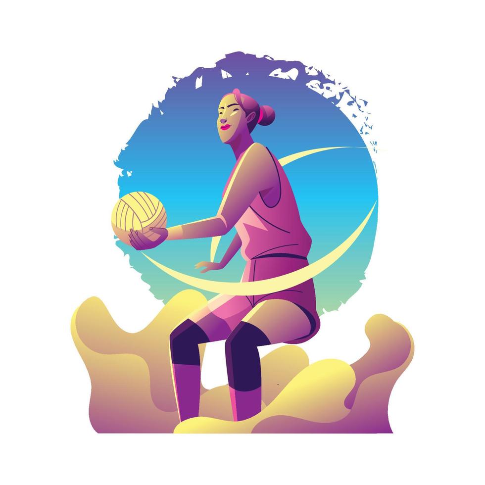 poderosa jugadora de voleibol vector