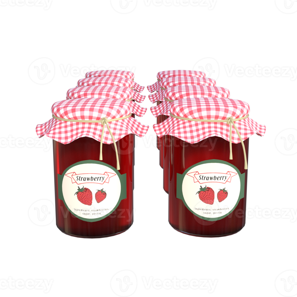 Strawberry sweet bottle 3d rendering png