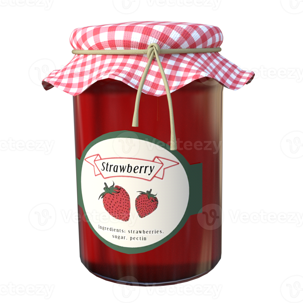 Strawberry sweet bottle 3d rendering png