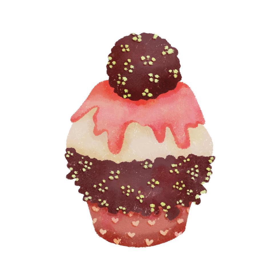 Watercolor Realistic Cupcake Muffin Graphics 07 vector