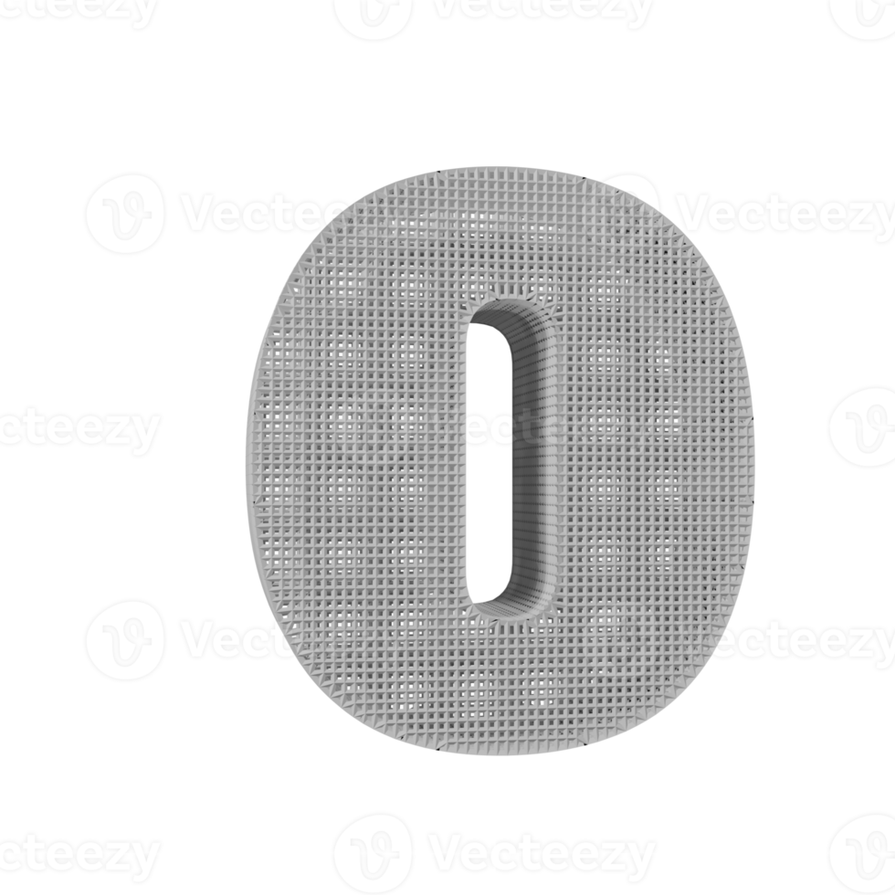 wireframe text effect number 0. 3d render png