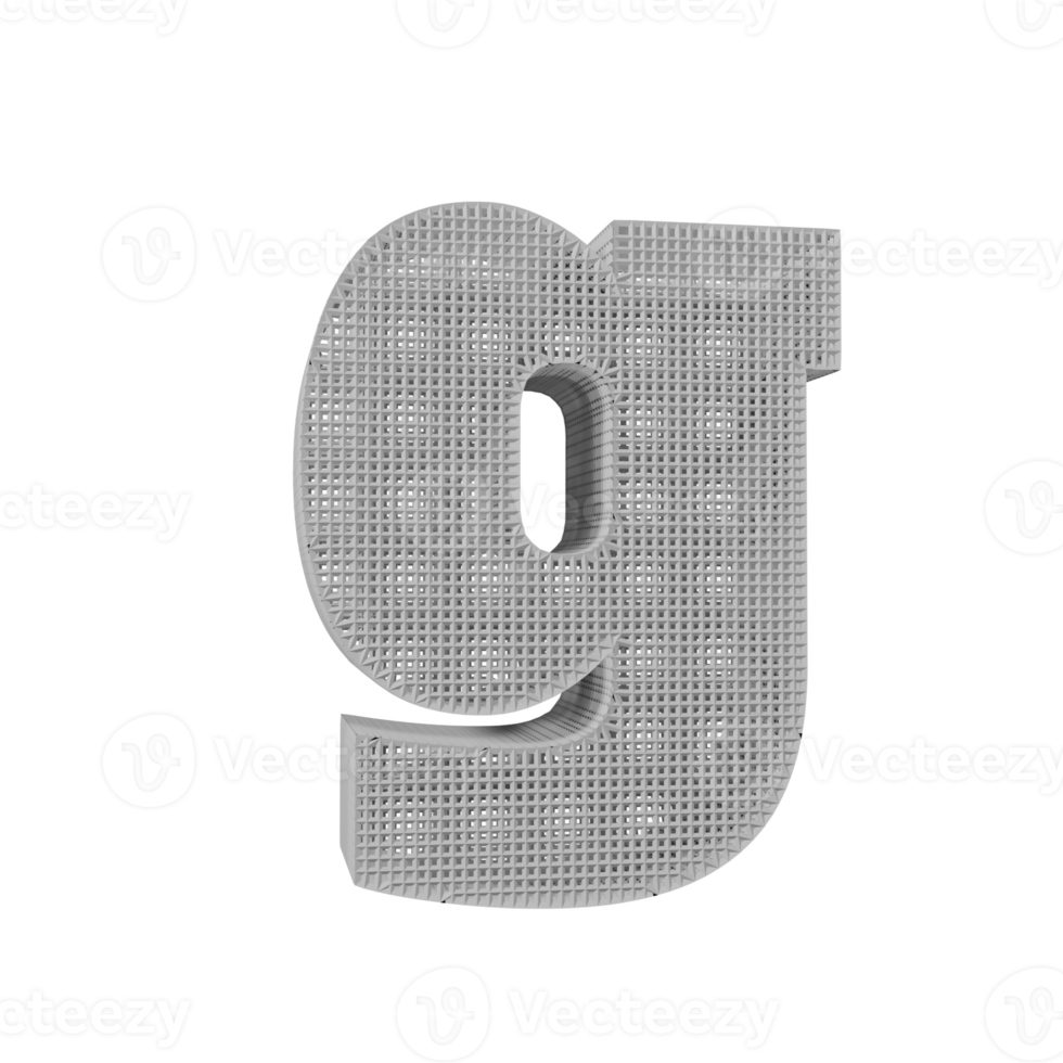 wireframe text effect letter g. 3d render png