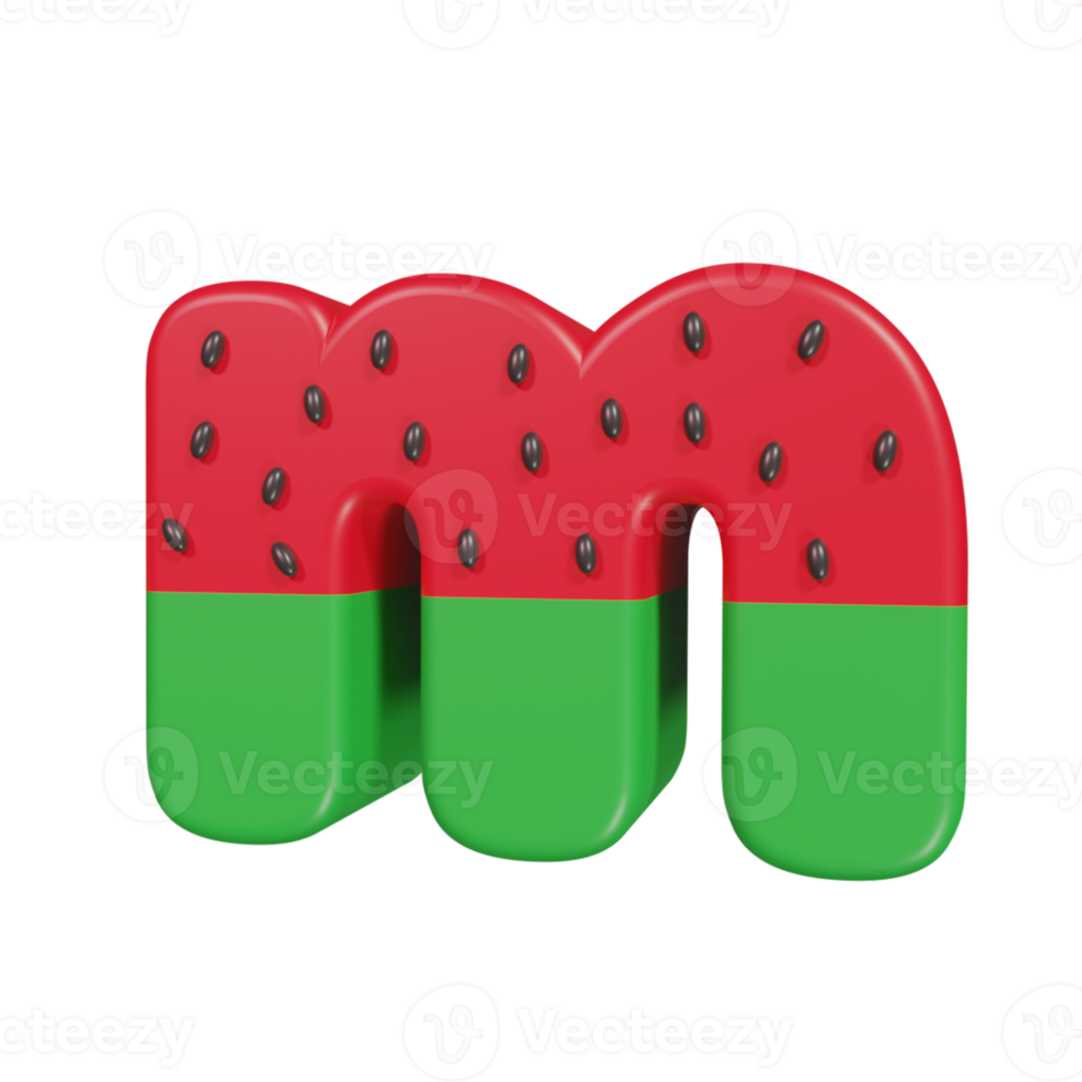 Wassermelone Texteffekt Buchstabe m. 3D-Rendering png