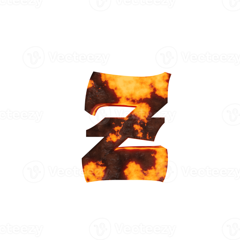 lava text effect letter z. 3d render png