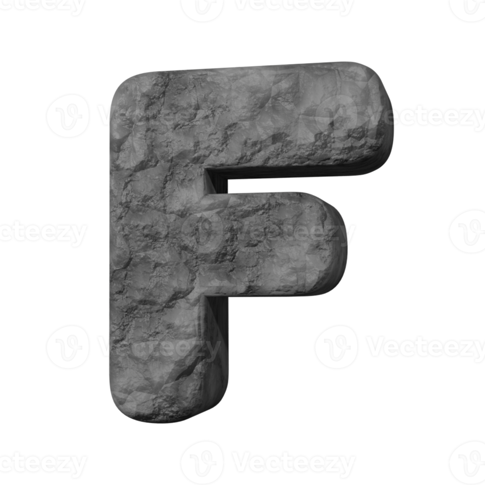 stone text effect letter F. 3d render png