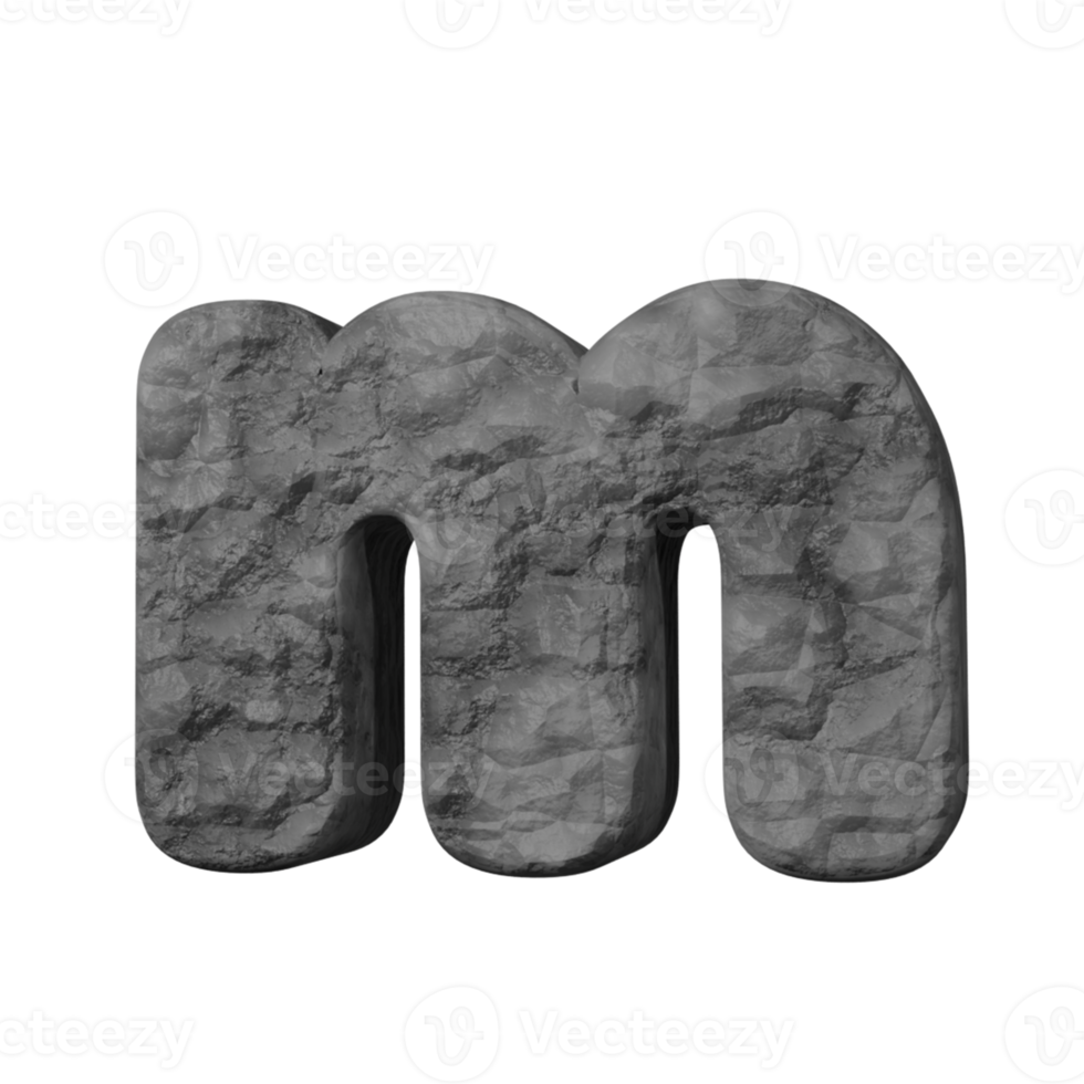 stone text effect letter m. 3d render png