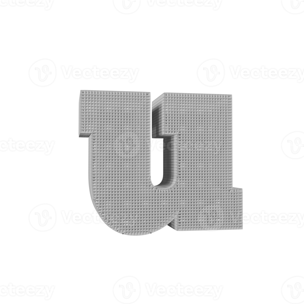 wireframe text effect letter u. 3d render png