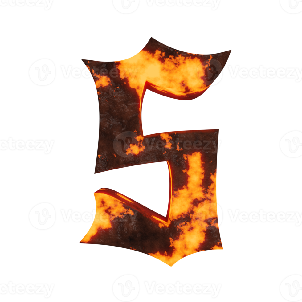 lava text effect letter S. 3d render png