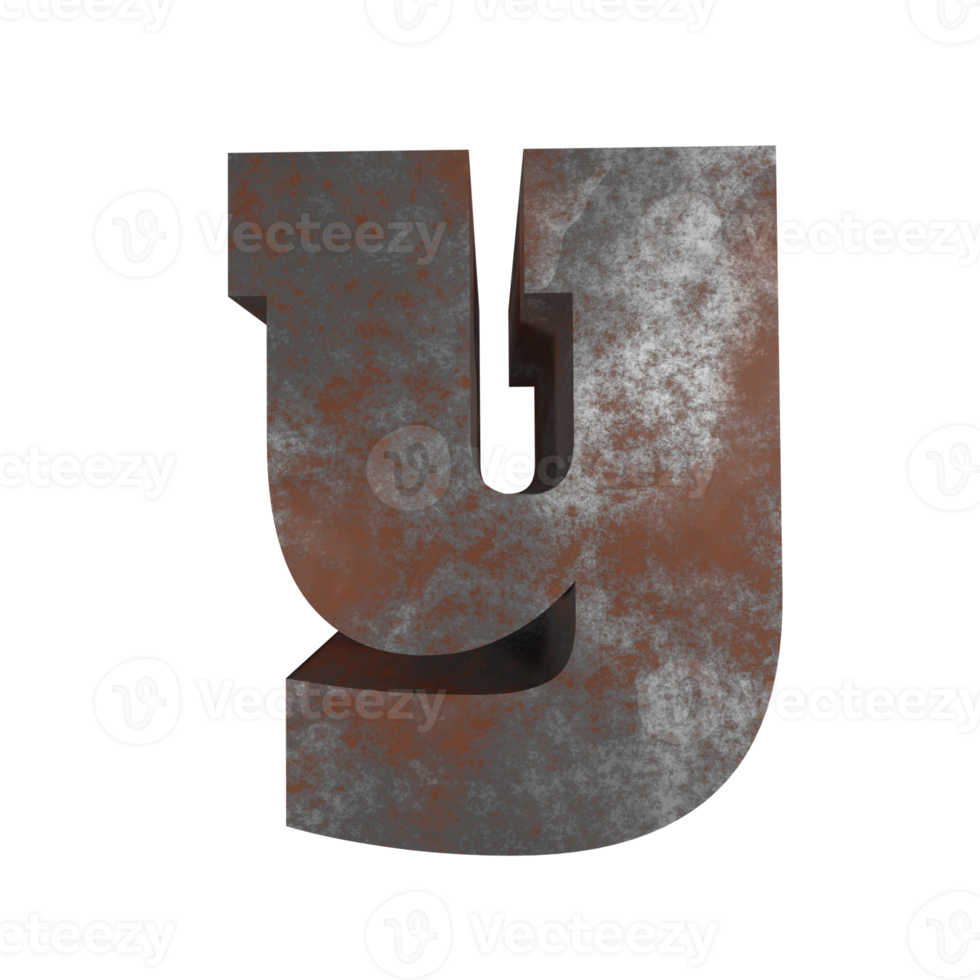 iron rusty text effect letter y. 3d render png