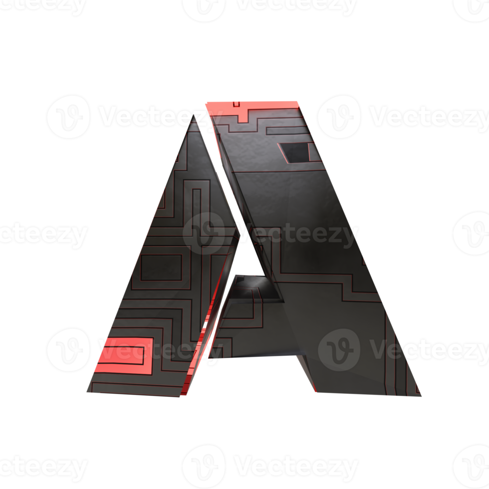 Sci-Fi-Texteffekt Buchstabe a. 3D-Rendering png