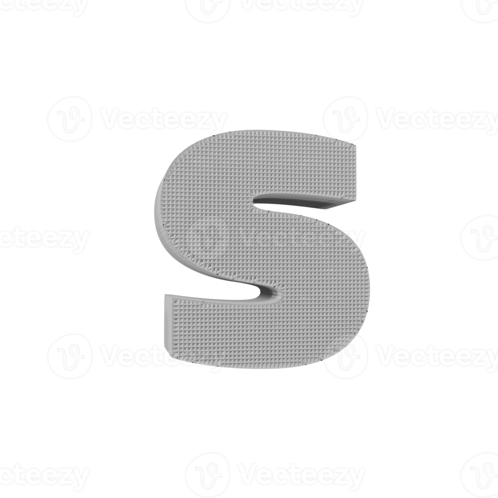 wireframe text effect letter s. 3d render png