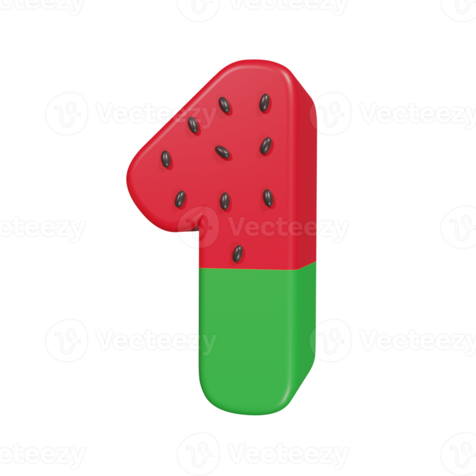 watemelon text effect number 1. 3d render png