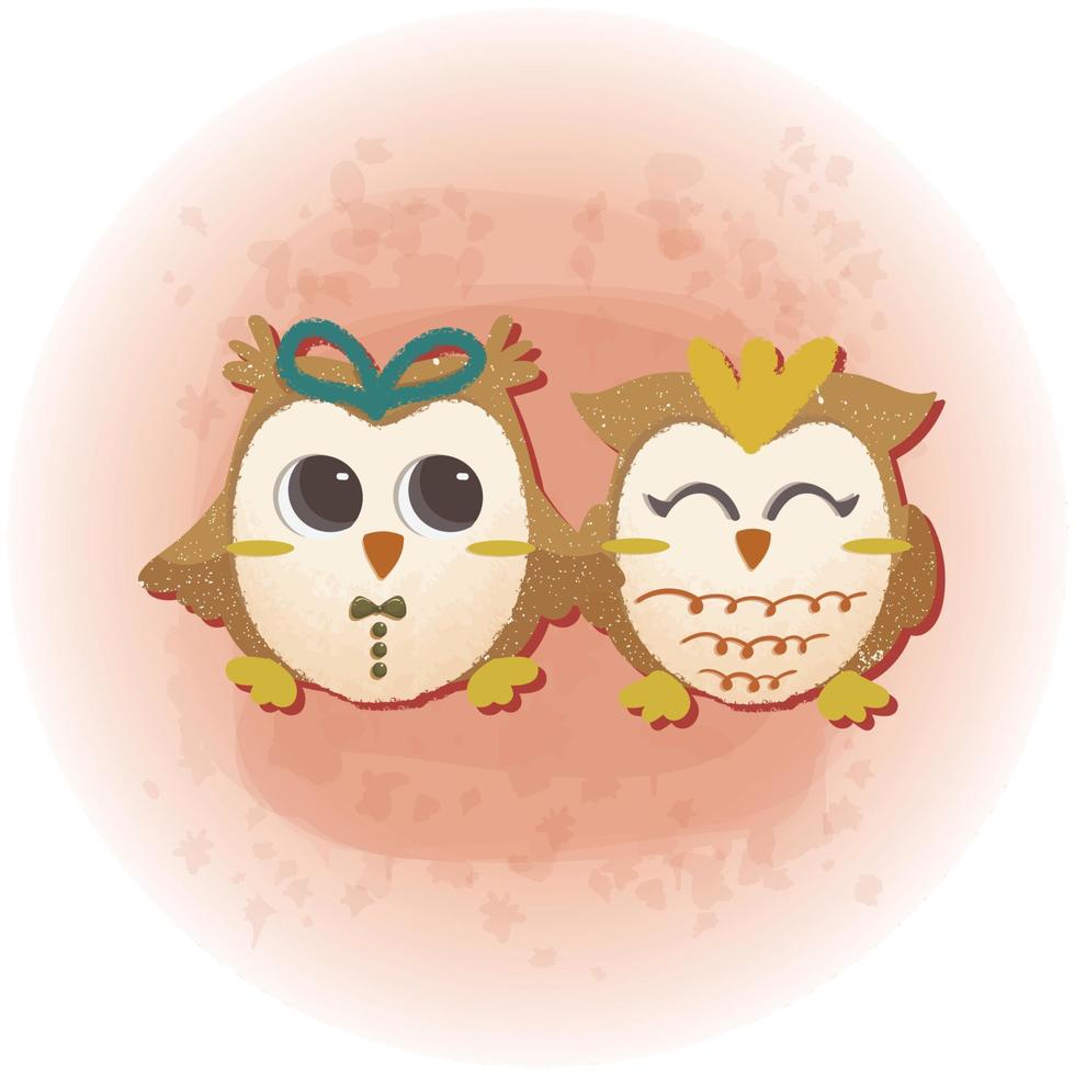 Couple Cute Owl for Valentines Day Lovers Graphic Illustration 01 vector