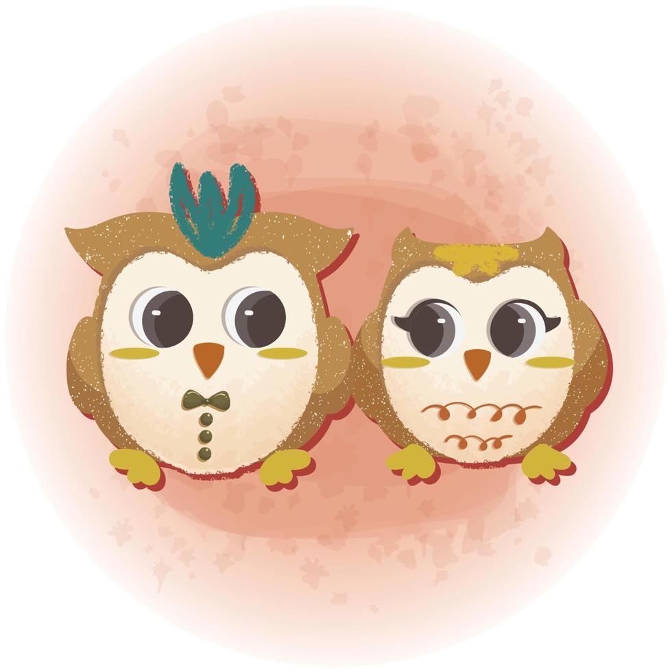 Couple Cute Owl for Valentines Day Lovers Graphic Illustration 04 vector