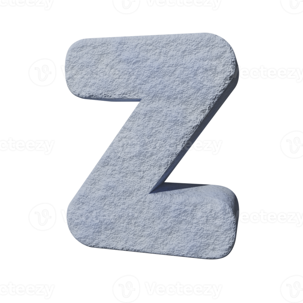 snow text effect letter Z. 3d render png