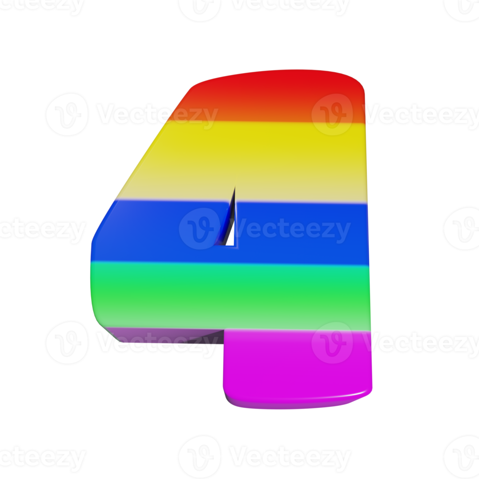 rainbow text effect number 3. 3d render png